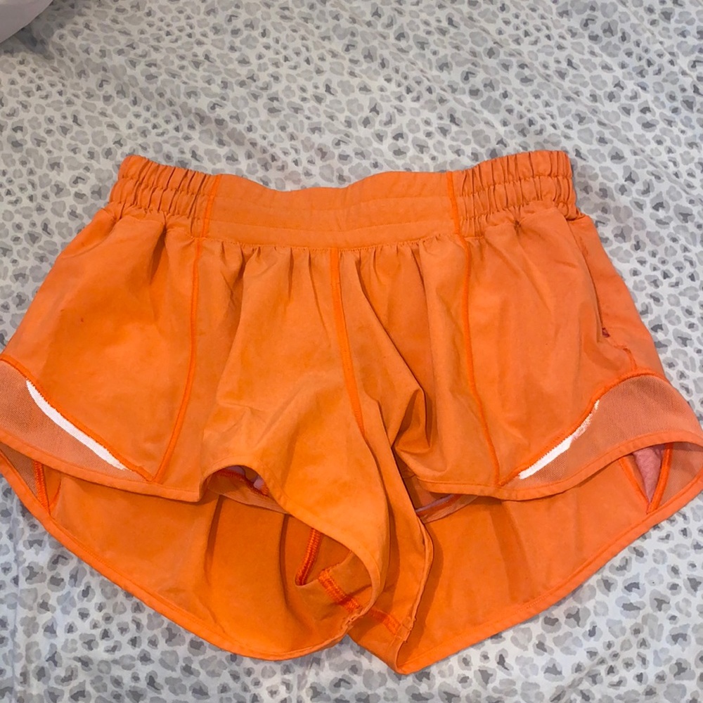 Neon orange lululemon shorts